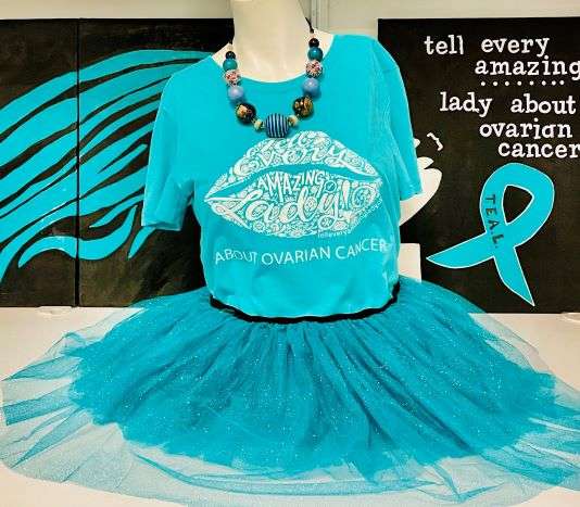 Tell Every Amazing Lady® Lip Logo Fitted Tee - Teal - Image 3